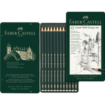 Faber Castell 9000 graphite pencil, Design Set, tin of 12