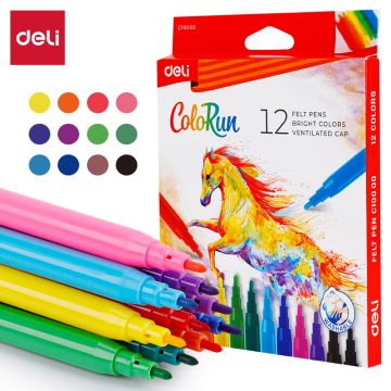 Felt Pen 12Colour Asst. Deli C10000