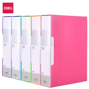 Deli 5037 Display Book, A4 Size, 100 Pockets - Assorted