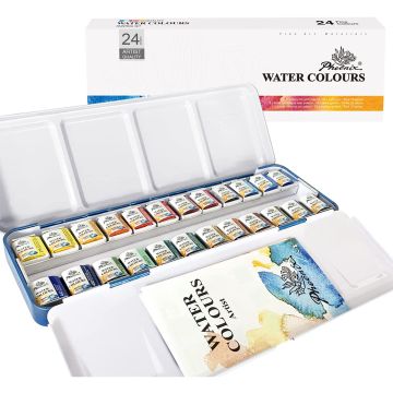 Phoenix Phoenix Watercolor Paint Set Half Pan 24 Colors - CPW24MT