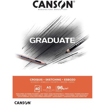 Canson Graduate Light Grain 96gsm A5 Sketch Paper Pad - 400110361