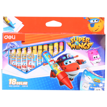 Deli Super Wings Wax crayon 18 colors - 21010
