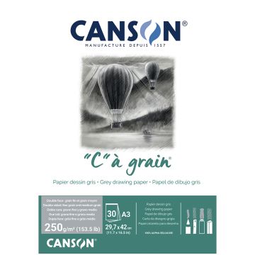 Canson C A Grain A3 250g Mottled Grey Drawing & Sketching Paper Pad