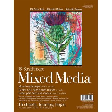 Strathmore 400 Series Mixed Media Pad, 9" x 11", White, 462-109
