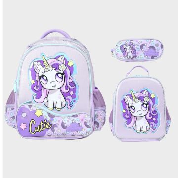 School Bag Glossy Bird Gb5205 17 inch Unicorn Purple
