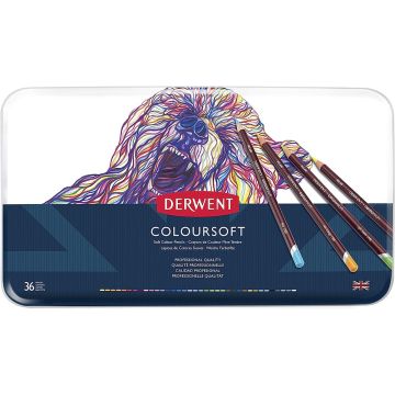 Derwent Colorsoft Pencils, 4mm Core, Metal Tin, 36 Count