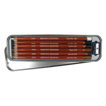 Derwent Drawing Pencils and Accessories, Soft, Metal Tin, 6 Count