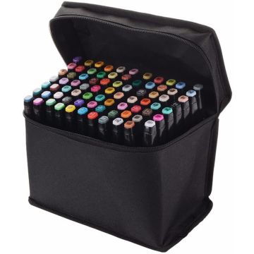 TouchFive Markers 60 Colors Broad Fine Sketch Pen Black case