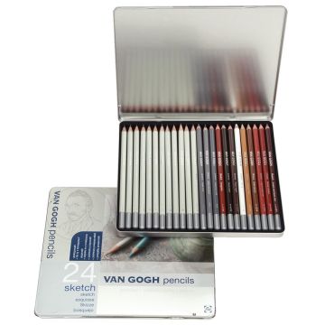 VAN GOGH PENCILS Sketching Pencils Set with 12 Graphite and 12 Sketching Pencils 1804