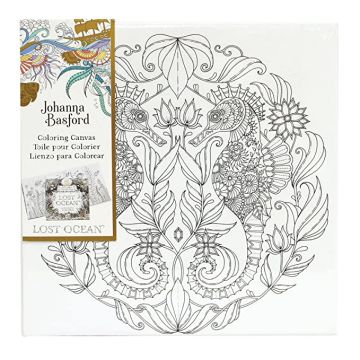 Lost Ocean Seahorse Coloring Canvas 12x12 Johanna Basford