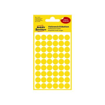 Colour Coding Dots 12mm Yellow  270 St./pcs 3144 Avery