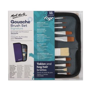 Mont Marte Brush Set in Wallet 11pc - Gouache