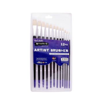 Mont Marte Studio Artist Brushes 12pc Flat 1-12