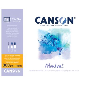 Canson Montval Watercolour Pad 300g  Glued 4 Sides - 19 X 24 Cm