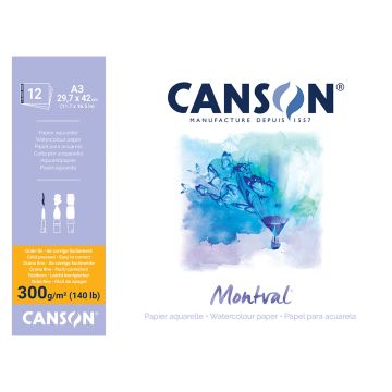 Canson Montval Watercolour Pad 300 G Glued 1 Side - A3