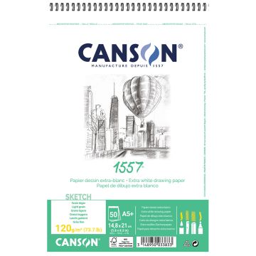 Canson Spiral 1557 Extra White 180gsm A5 Sketch Paper - 31412A000