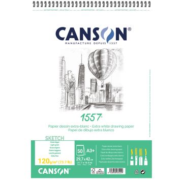Canson Spiral 1557 Extra White 120g A3 Sketch Paper - 31412A002