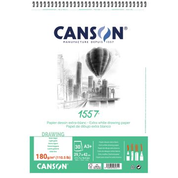 Canson Spiral 1557 Extra White 180gsm A3 Sketch Paper - 31412A005