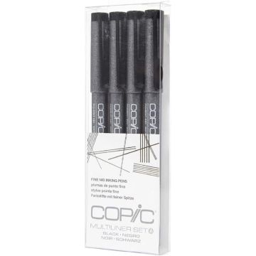 Copic Markers Multiliner Fine Pigment Based Ink, 4-Piece Set