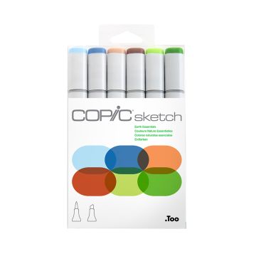 Copic Sketch Marker Set, 6 Color Earth Essentials 2785