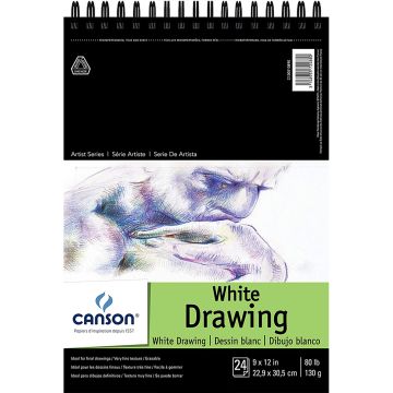Canson Artist Series 1557 Pure White Drawing Pad  9" x 11" - 100510890