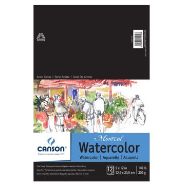 Canson Montval Watercolor Tape-Bound Pad - 9" x 11" - 100511051