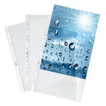 Durable 100/PP A4 Glass Clear Punched Pockets