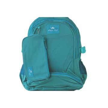 School Backpack 18" Turquoise Blue - Glossy Bird