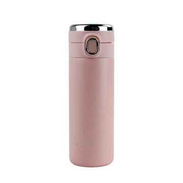 Water Bottle Stainless Steel with LED Display - Pink - 420 ML