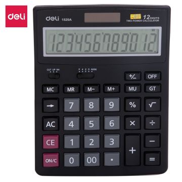 Deli Calculator 12 Digits Black 1520A