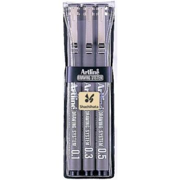 Artline Drawing System Pens Black 3 Pack