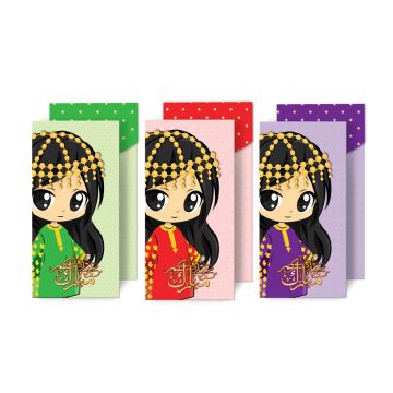 Al Fakhama Set of 6 Eid Greeting Envelope - Girls Design 