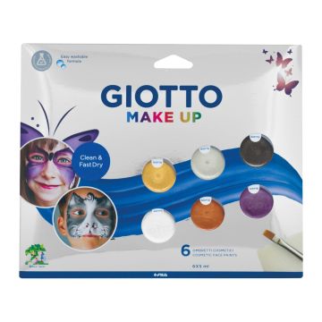 Gio Makeup Metal Set - 6 Vibrant Face Paints in 5ml Tubes