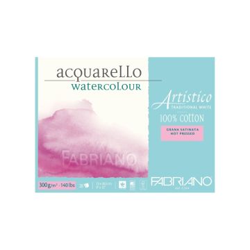Artistico Watercolor Pad Traditional white Hot pressed 300gsm | 23x30.5cm | 19012330 Fabriano