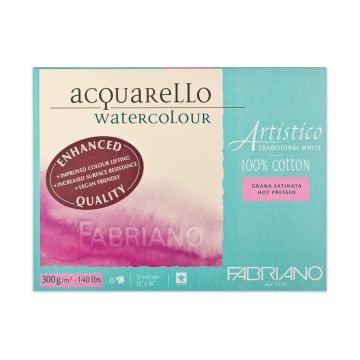 Artistico Watercolor Pad Traditional White Hot Pressed 300gsm | 31x41cm | 19003141 Fabriano