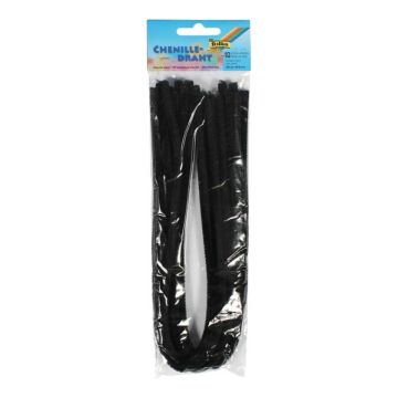 Chenille Stems, 50Cm Long A 8Mm 10 Pieces Black