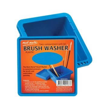 Mont Marte Brushwasher Twin Compartment Sq. Plastic