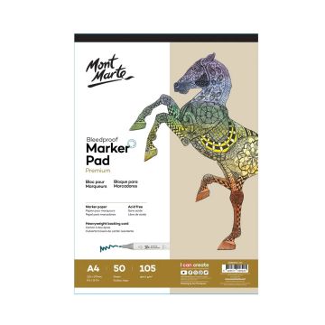 Mont Marte Bleedproof Marker Pad 105gsm A4 50 Sheets