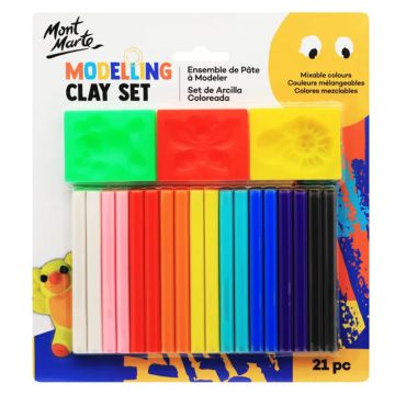 Mont Marte Kids Colour Modelling Clay Set w/Moulds 21pce