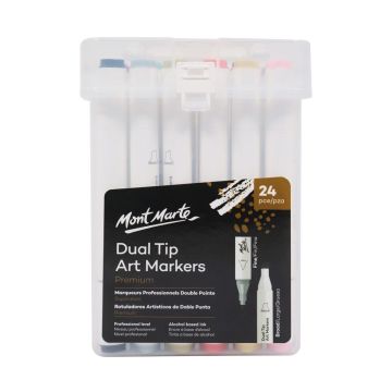Mont Marte Dual Tip Alcohol Art Markers 24pc in Case