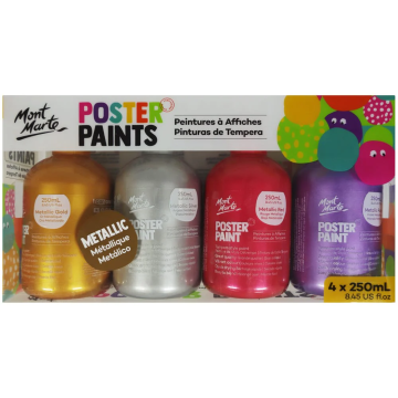 Mont Marte Poster Paint 250ml 4pc - Metallic
