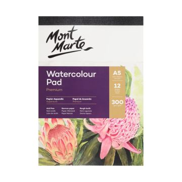 Mont Marte Watercolour Pad German Paper A5 300gsm 12sht