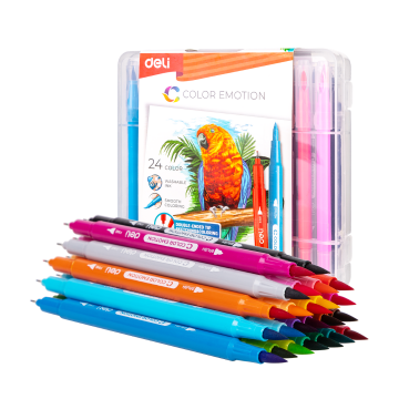 Color Emotion Felt pen Double Ended tip Set of 24 Deli - C151-24