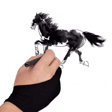 2 Fingers Black Artist Gloves - Medium