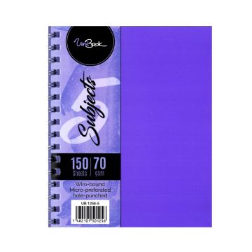 Hard Plastic Cover 5 Subject A5 Book UNIBOOK - Purple