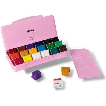 MIYA Gouache Paint Set, 18 Colors x 30ml Pink