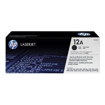HP 12A Black Toner Cartridge, Standard Q2612A