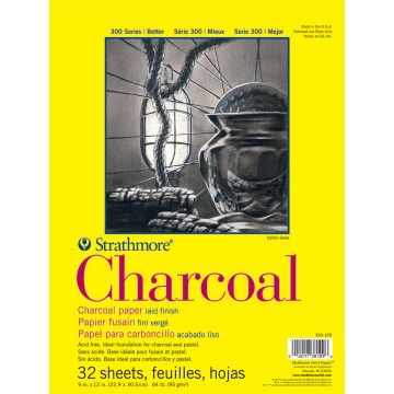 Strathmore Charcoal Pad, White, 9" x 11" Tape Bound SM330-109