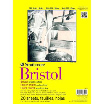 Strathmore Bristol Smooth Pad, 9" x 11"" Tape Bound SM342-9