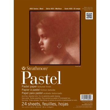 Strathmore 400 Series Pastel Pad, Assorted Colors, 9" x 11" Glue Bound, SM403-9